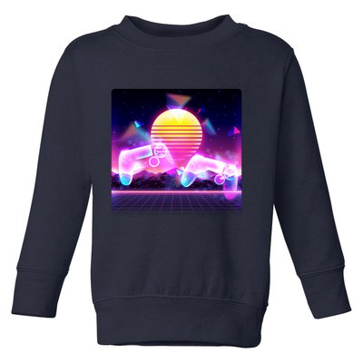 Retro Wave 80's Video Game Controllers Toddler Sweatshirt