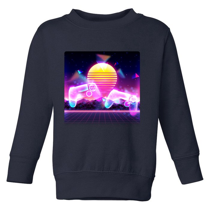 Retro Wave 80's Video Game Controllers Toddler Sweatshirt