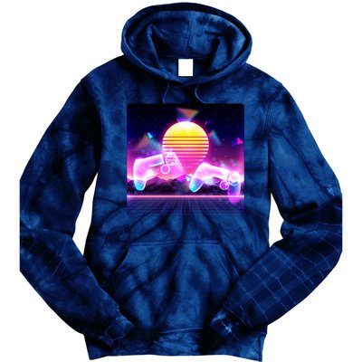 Retro Wave 80's Video Game Controllers Tie Dye Hoodie