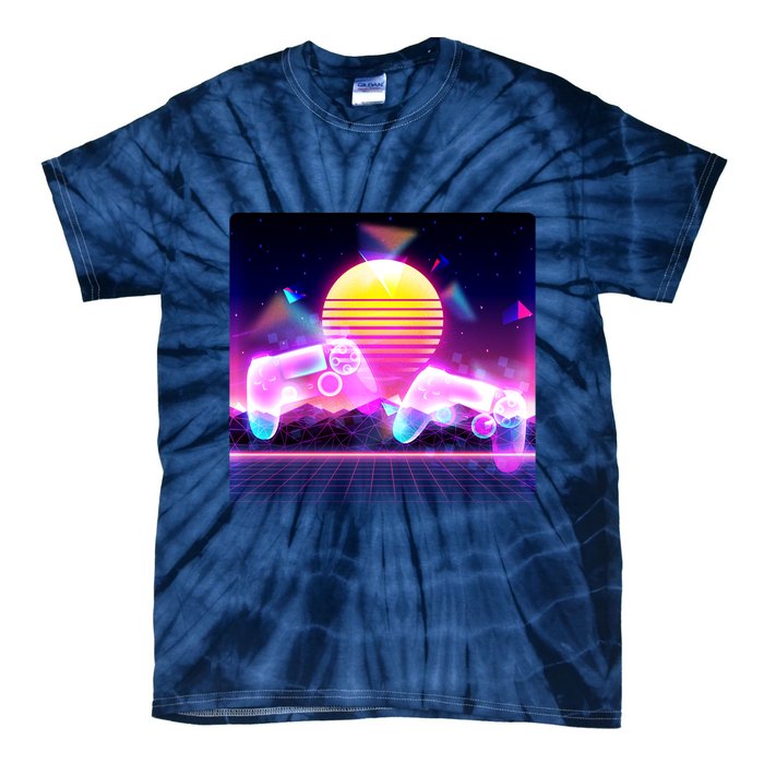 Retro Wave 80's Video Game Controllers Tie-Dye T-Shirt