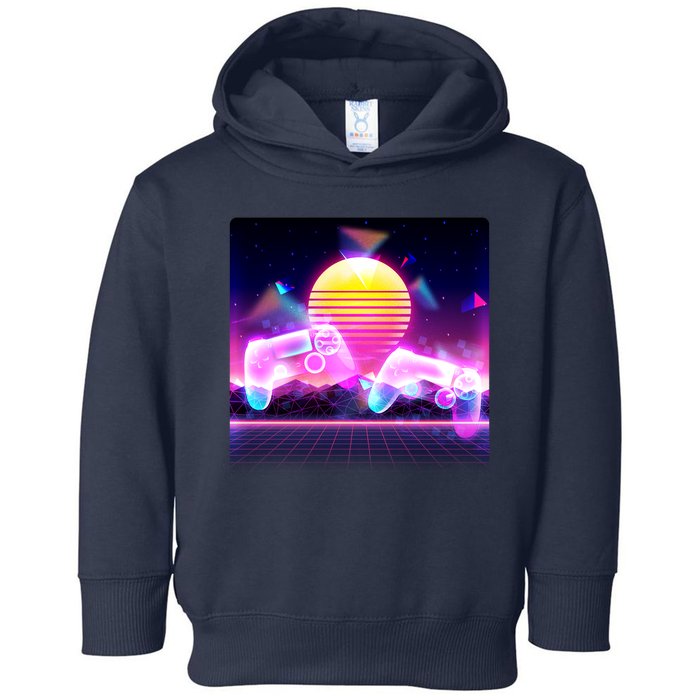 Retro Wave 80's Video Game Controllers Toddler Hoodie