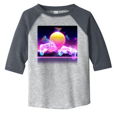 Retro Wave 80's Video Game Controllers Toddler Fine Jersey T-Shirt