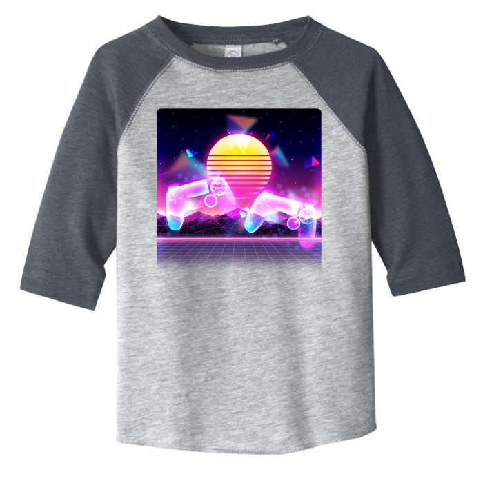 Retro Wave 80's Video Game Controllers Toddler Fine Jersey T-Shirt