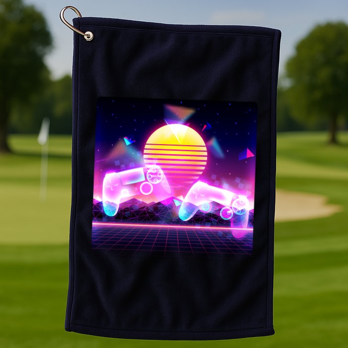 Retro Wave 80's Video Game Controllers Golf Towel