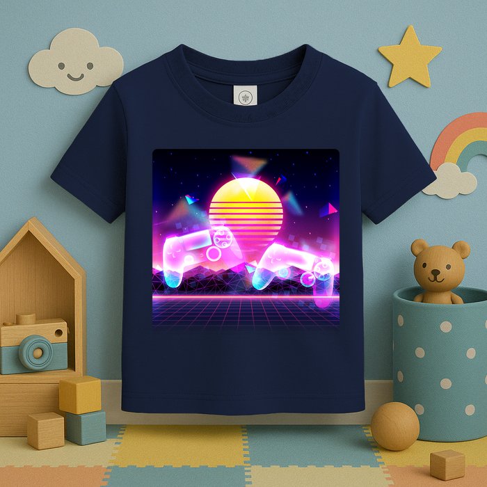 Retro Wave 80's Video Game Controllers Toddler T-Shirt