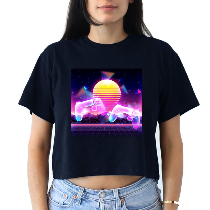 Retro Wave 80's Video Game Controllers Crop Top
