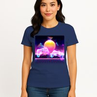 Retro Wave 80's Video Game Controllers Womens T-Shirt