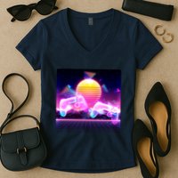 Retro Wave 80's Video Game Controllers Women's V-Neck T-Shirt
