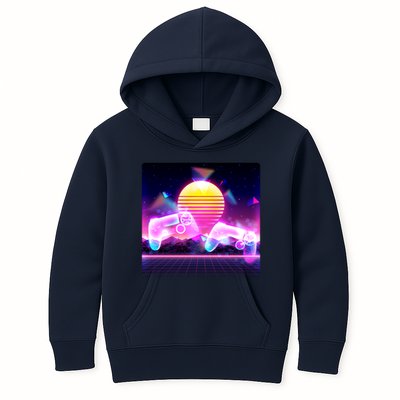 Retro Wave 80's Video Game Controllers Kids Hoodie