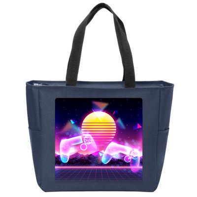 Retro Wave 80's Video Game Controllers Zip Tote Bag