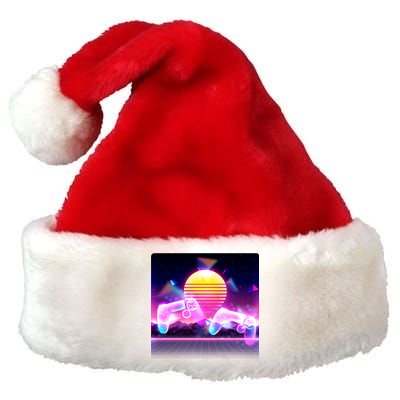 Retro Wave 80's Video Game Controllers Premium Christmas Santa Hat