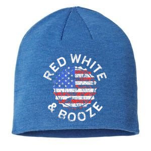 Red White And Booze Drinking Sustainable Beanie