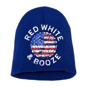 Red White And Booze Drinking Short Acrylic Beanie