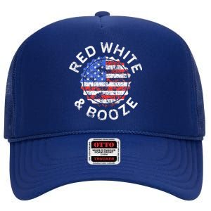 Red White And Booze Drinking High Crown Mesh Back Trucker Hat