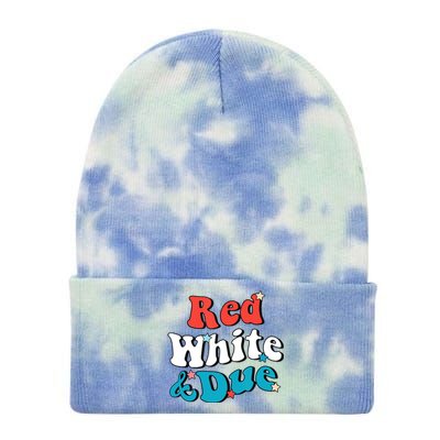 Red White And Due 4th Of July USA Baby Reveal American Tie Dye 12in Knit Beanie