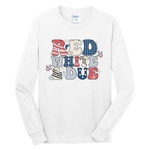 Red White And Due Pregnancy Announcement Tall Long Sleeve T-Shirt