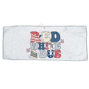 Red White And Due Pregnancy Announcement Large Microfiber Waffle Golf Towel