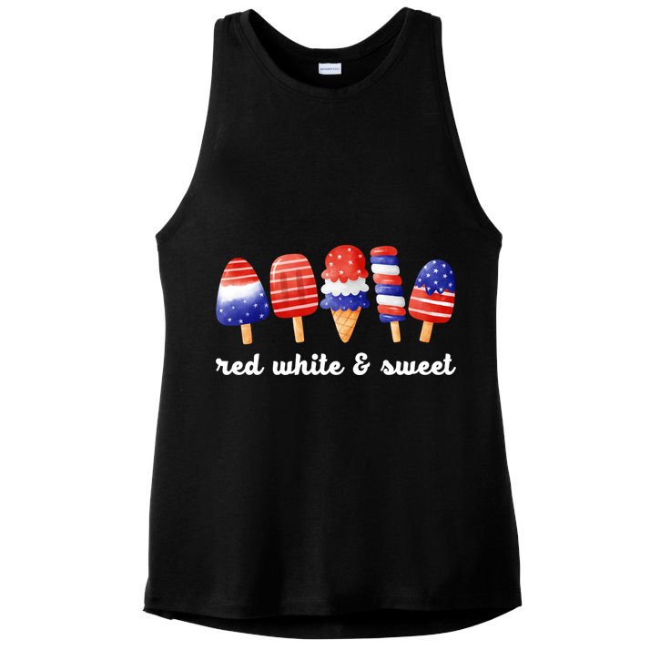 Red White And Sweet 4th Of July Ladies PosiCharge Tri-Blend Wicking Tank