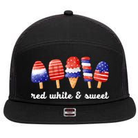 Red White And Sweet 4th Of July 7 Panel Mesh Trucker Snapback Hat