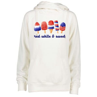 Red White And Sweet 4th Of July Womens Funnel Neck Pullover Hood