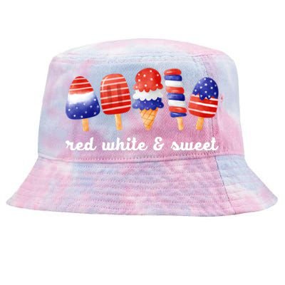 Red White And Sweet 4th Of July Tie-Dyed Bucket Hat