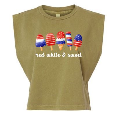 Red White And Sweet 4th Of July Garment-Dyed Women's Muscle Tee