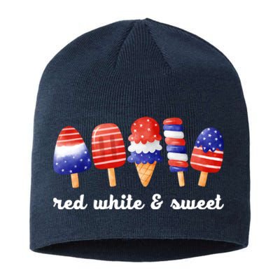 Red White And Sweet 4th Of July Sustainable Beanie