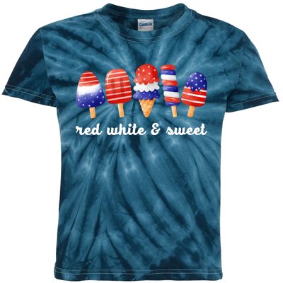 Red White And Sweet 4th Of July Kids Tie-Dye T-Shirt