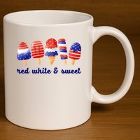Red White And Sweet 4th Of July 11oz C Handle Ceramic Mug