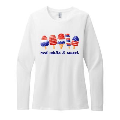 Red White And Sweet 4th Of July Womens CVC Long Sleeve Shirt