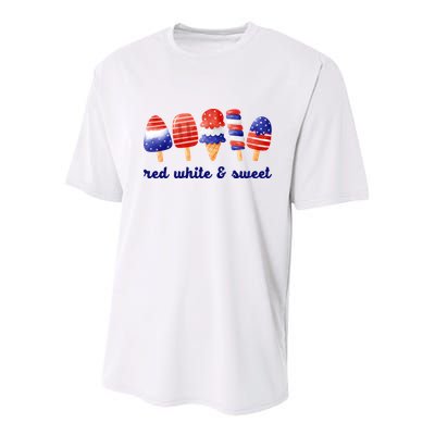 Red White And Sweet 4th Of July Youth Performance Sprint T-Shirt