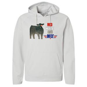 red white and beef Performance Fleece Hoodie