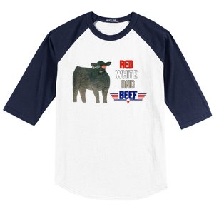 red white and beef Baseball Sleeve Shirt