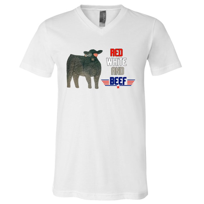 red white and beef V-Neck T-Shirt