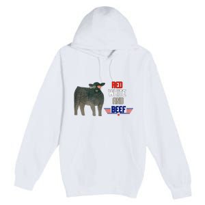 red white and beef Premium Pullover Hoodie