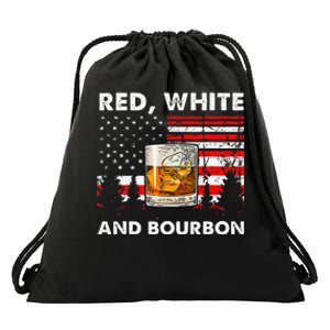 Red White And Bourbon Patriotic American Usa Flag Drawstring Bag