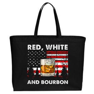 Red White And Bourbon Patriotic American Usa Flag Cotton Canvas Jumbo Tote