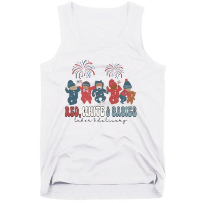 Red White and Babies Labor and Delivery Nurse 4th of July Tank Top