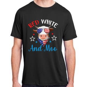 Red White And Moo 4th Of July Cow USA Flag Farmer Patriotic Adult ChromaSoft Performance T-Shirt