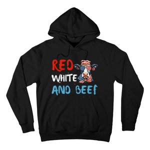 red white and beef 4th Of July cattle cow  Hoodie