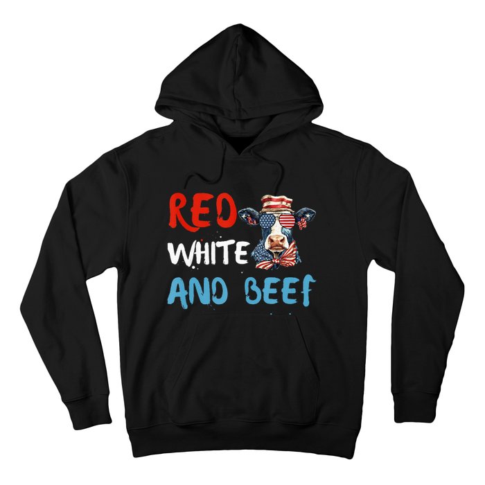 red white and beef 4th Of July cattle cow  Hoodie