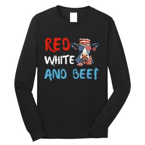 red white and beef 4th Of July cattle cow  Long Sleeve Shirt