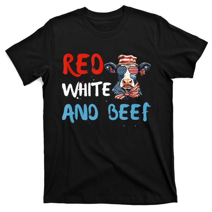 red white and beef 4th Of July cattle cow  T-Shirt