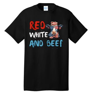 red white and beef 4th Of July cattle cow  Tall T-Shirt