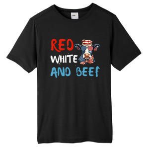 red white and beef 4th Of July cattle cow  Tall Fusion ChromaSoft Performance T-Shirt