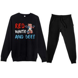 red white and beef 4th Of July cattle cow  Premium Crewneck Sweatsuit Set