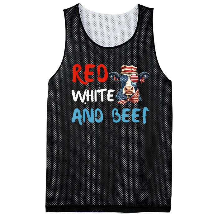 red white and beef 4th Of July cattle cow  Mesh Reversible Basketball Jersey Tank