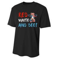 red white and beef 4th Of July cattle cow  Performance Sprint T-Shirt