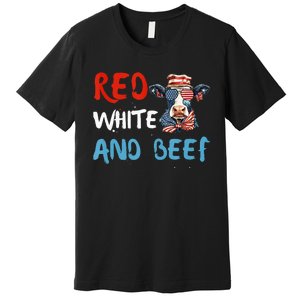 red white and beef 4th Of July cattle cow  Premium T-Shirt