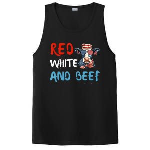 red white and beef 4th Of July cattle cow  PosiCharge Competitor Tank